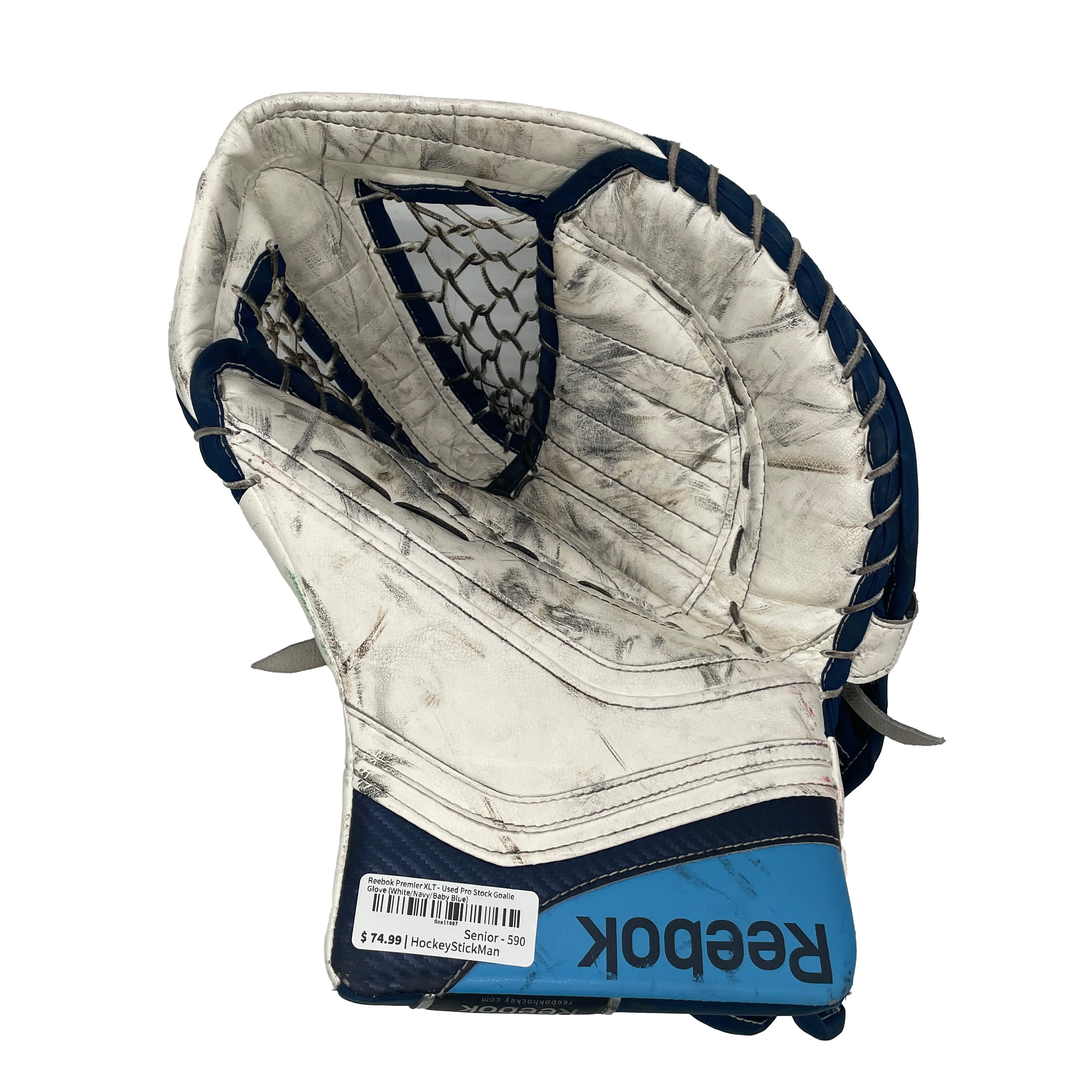 Reebok Premier XLT - Gants de gardien de but Pro Stock d'occasion (blanc/bleu marine/bleu ciel)